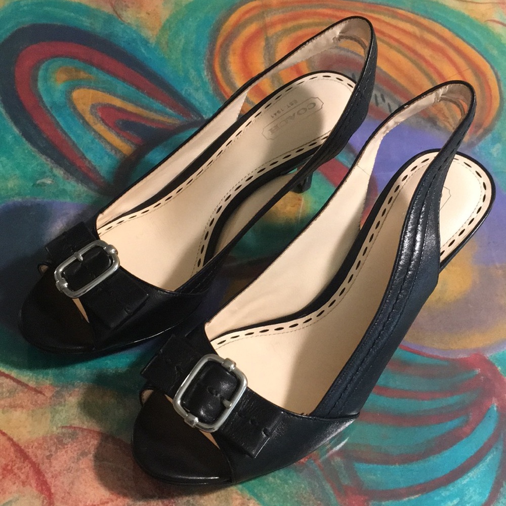Coach sling backs peep toe black as 7.5B